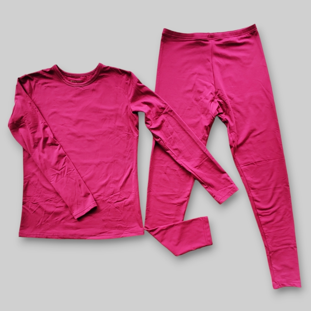 Mancyfit Women's Thermal 2 Piece Set, Red, Size Small, Fleece Lined, Ultra soft